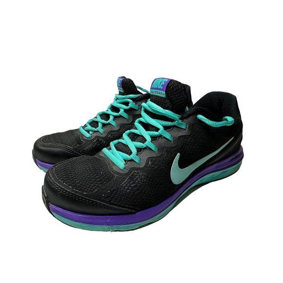 Nike Women’s Shoes Dual Fusion Run 3 Size 8 Black Purple Blue 653594-007 Sneaker - Picture 1 of 13